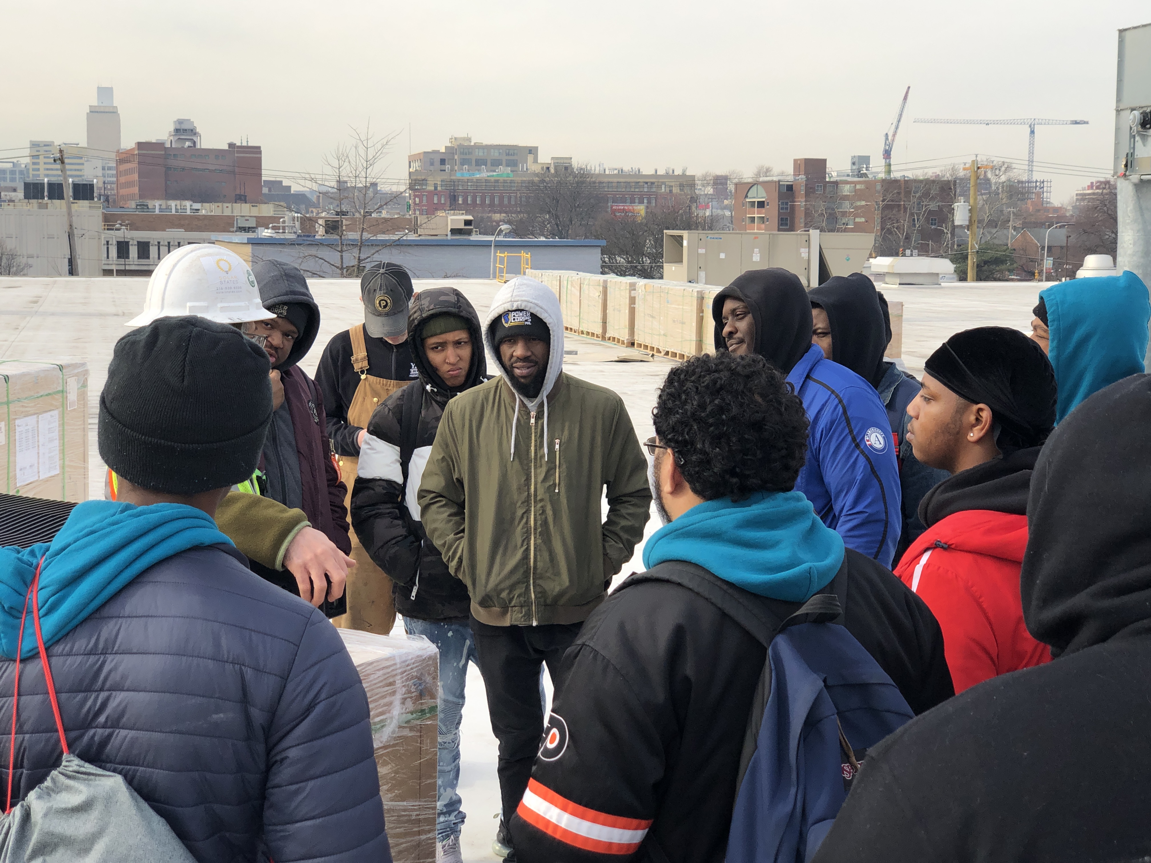 Students from a PowerCorps PHL cohort visit the Yards Brewery / City Archive installation.